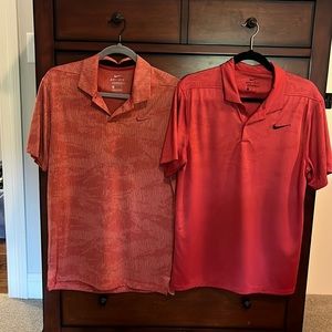 2 like new men’s Nike golf shirts - red
